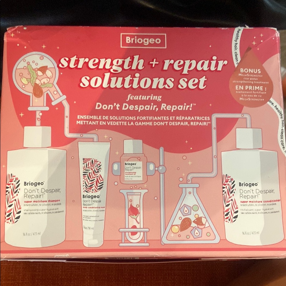 NIB Briogeo Repair Solutions Set with Pink and White Design